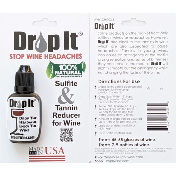The Original Drop It Wine Drops, 4pk- USA Made Wine Drops That Naturally  Reduce Both Wine Sulfites and Tannins- Can Eliminate Wine Headaches, Wine