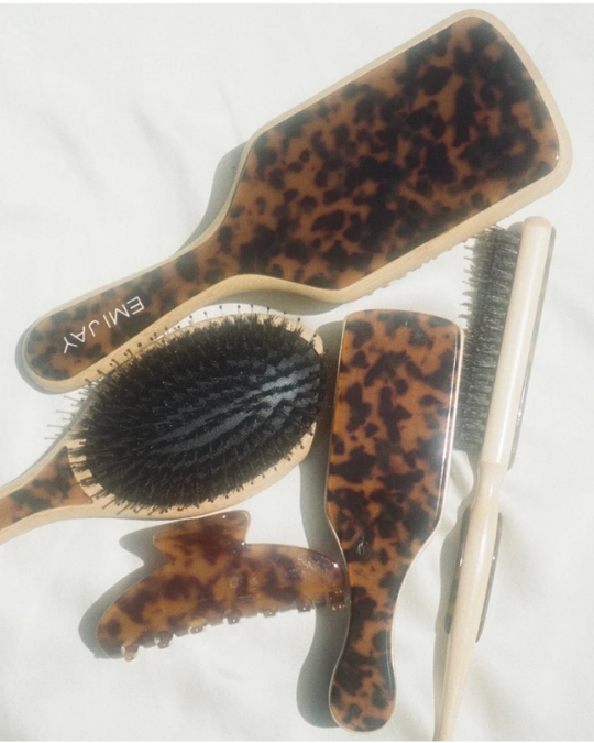 Mini Boar Bristle Brush in Tortoise